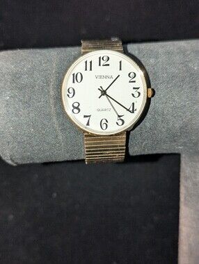 Men's Vienna Gold-Tone Quartz Watch with White Dial
